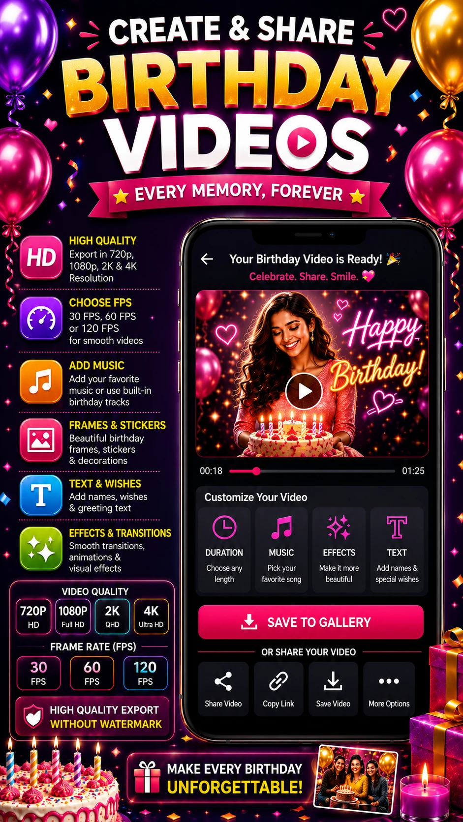 Happy Birthday Video Maker screenshot