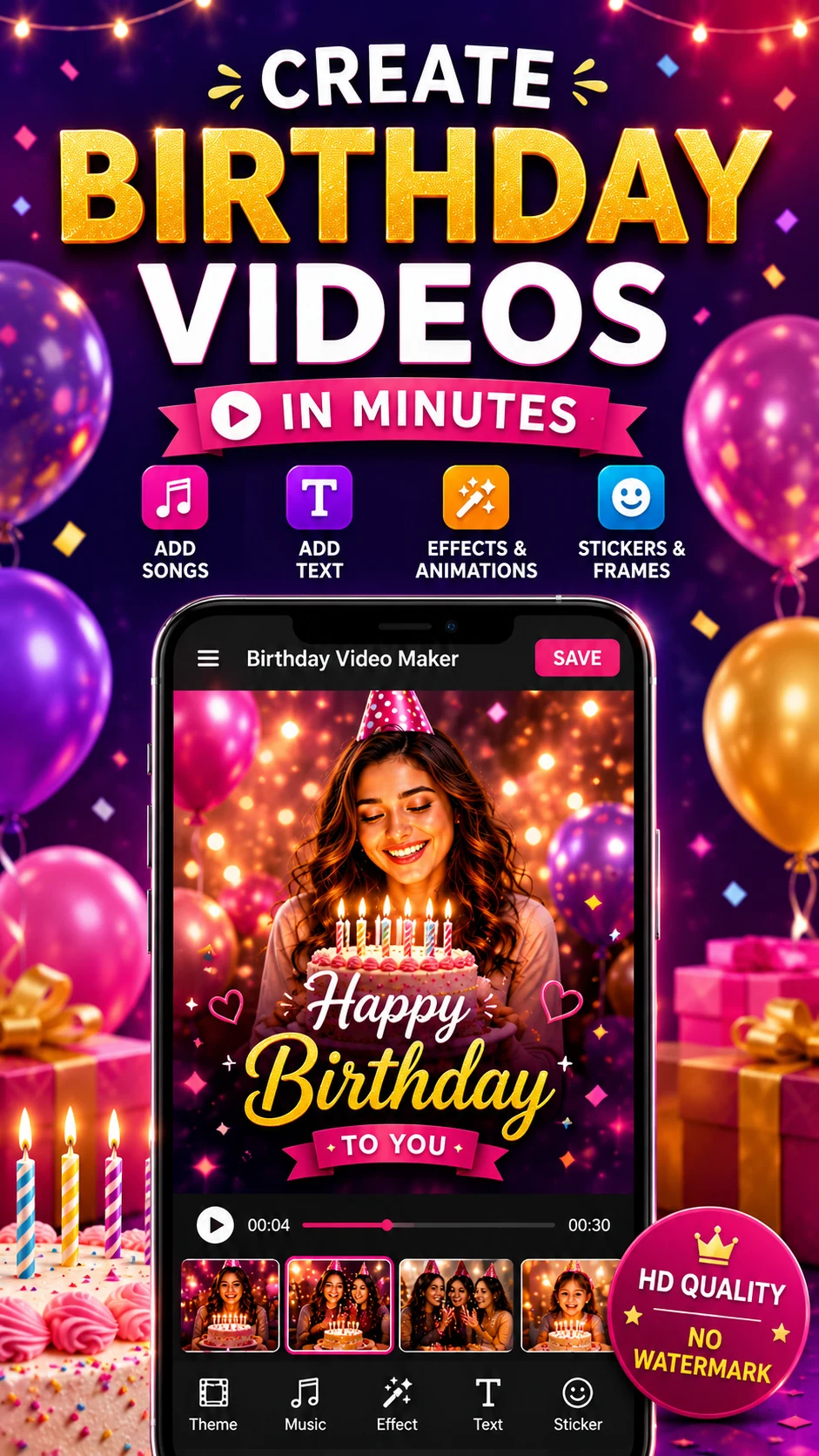 Happy Birthday Video Maker screenshot